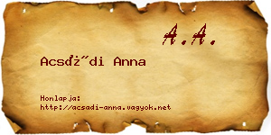 Acsádi Anna névjegykártya