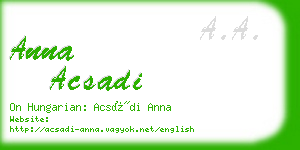 anna acsadi business card